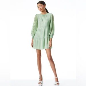 ALICE + OLIVIA ANTONETTE CREW NECK MINI DRESS